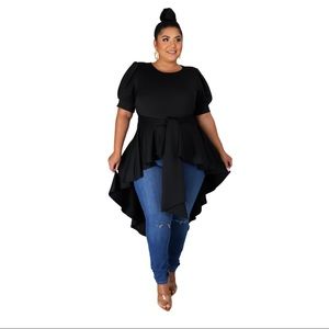Royal-Plus Size Short Sleeve Peplum